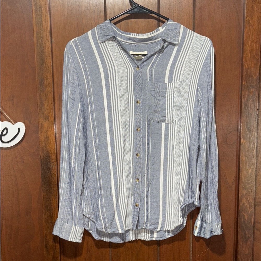 Maeve Anthropology Blue and White Striped Men's Shirt